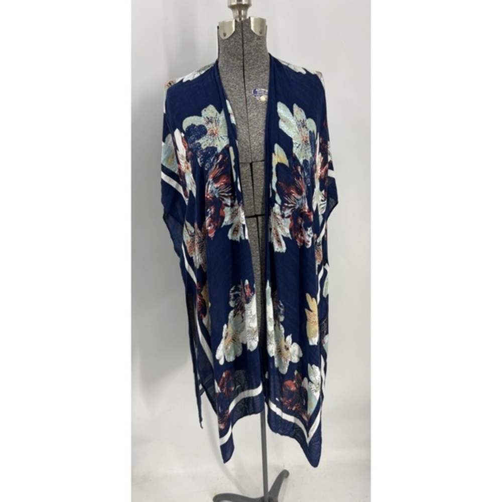 Modena asian inspired floral, print, kimono shawl OS